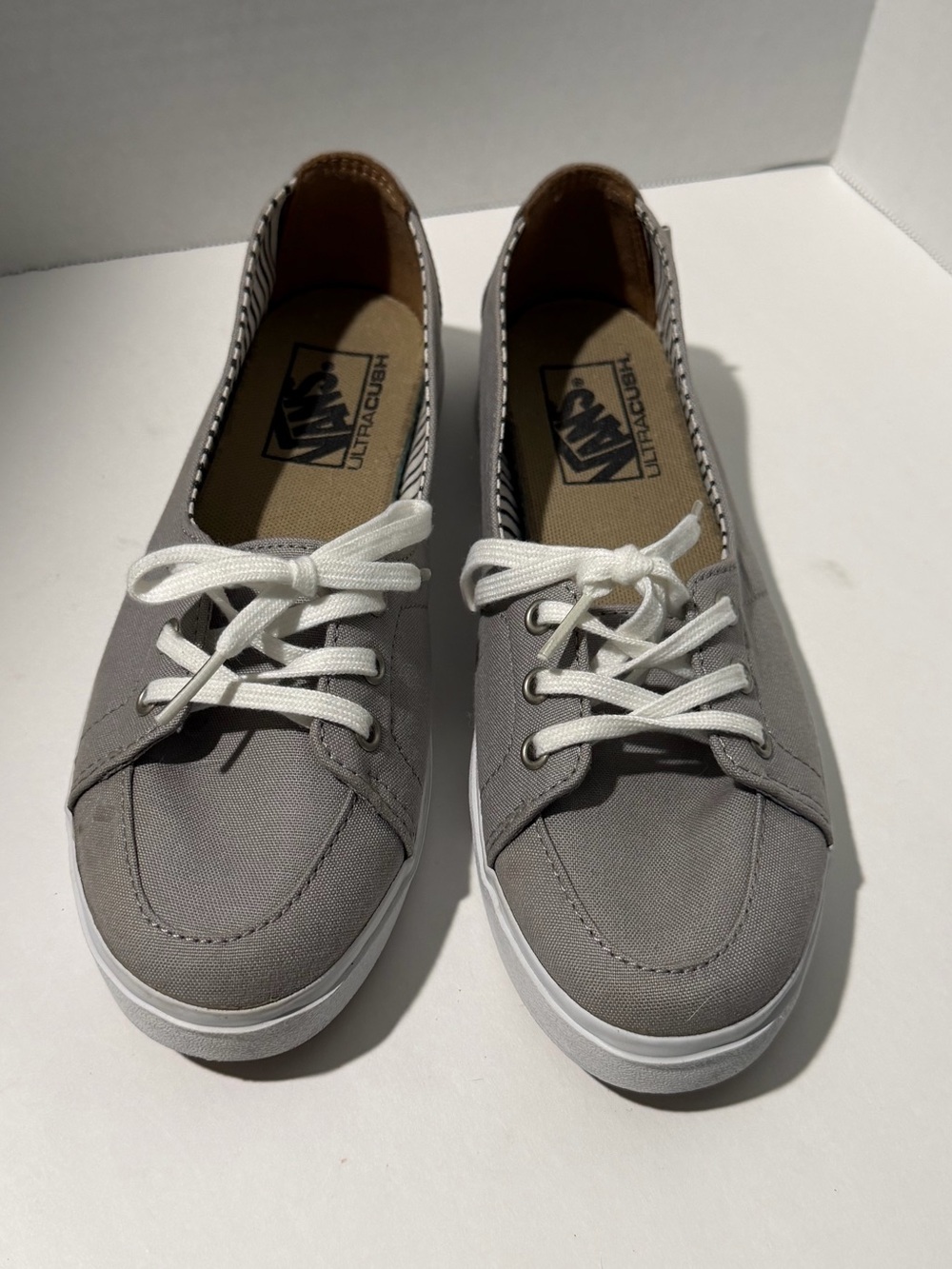 Vans Gray Canvas Lace-Up Flats